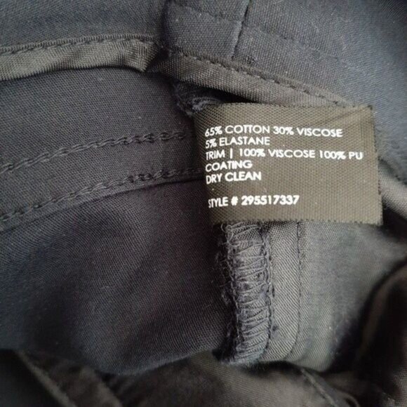 CLUB MONACO Slim Crop Pants Faux Leather Back Pocket Trim Navy Sz 4 - Picture 10 of 10